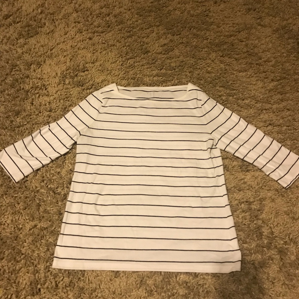 A New Day black and white striped boat neck top